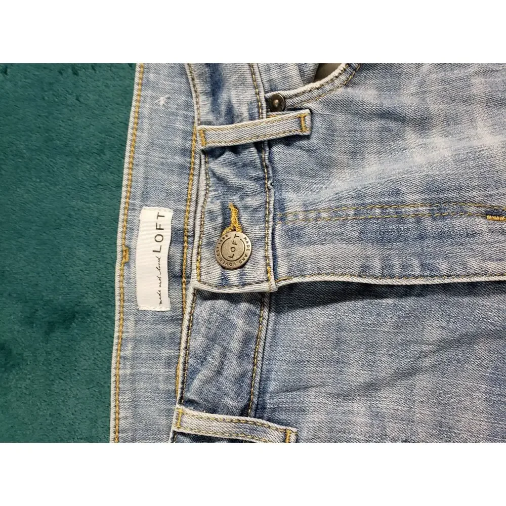Loft Jeans Size 6 Women Blue Pants Denim Stretch Mid Rise Curvy Skinny Crop